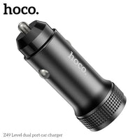 Hoco Z49 Dual USB-A Car Charger With Lightning Cable - Black
