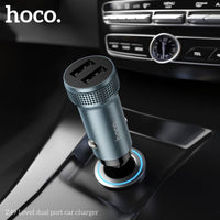 Hoco Z49 Dual USB-A Car Charger With Lightning Cable - Black
