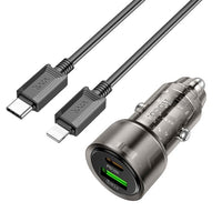 Hoco Z52 PD38W 1C1A Spacious Car Charger With USB-C To Lightning Cable - Black
