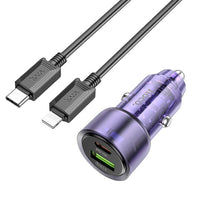 Hoco Z52 PD38W 1C1A Spacious Car Charger With USB-C To Lightning Cable - Black
