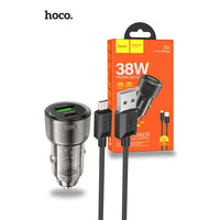 Hoco Z52 PD38W 1C1A Spacious Car Charger With USB-A To Micro USB Cable - Black
