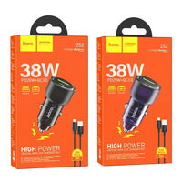 Hoco Z52 PD38W 1C1A Spacious Car Charger With USB-A To Micro USB Cable - Black
