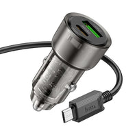 Hoco Z52 PD38W 1C1A Spacious Car Charger With USB-A To Micro USB Cable - Black
