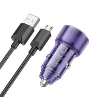 Hoco Z52 PD38W 1C1A Spacious Car Charger With USB-A To Micro USB Cable - Black
