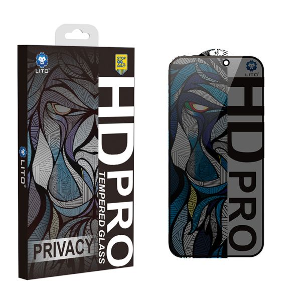 iPhone 16 Pro / 17 LITO LT - D16 HD PRO Privacy Full Glass Full Glue-ESD Glue - Black