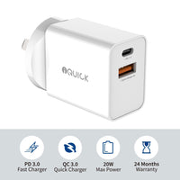 iQuick 20W PD3.0+QC3.0 Fast Charging Adapter
