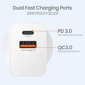 iQuick 20W PD3.0+QC3.0 Fast Charging Adapter