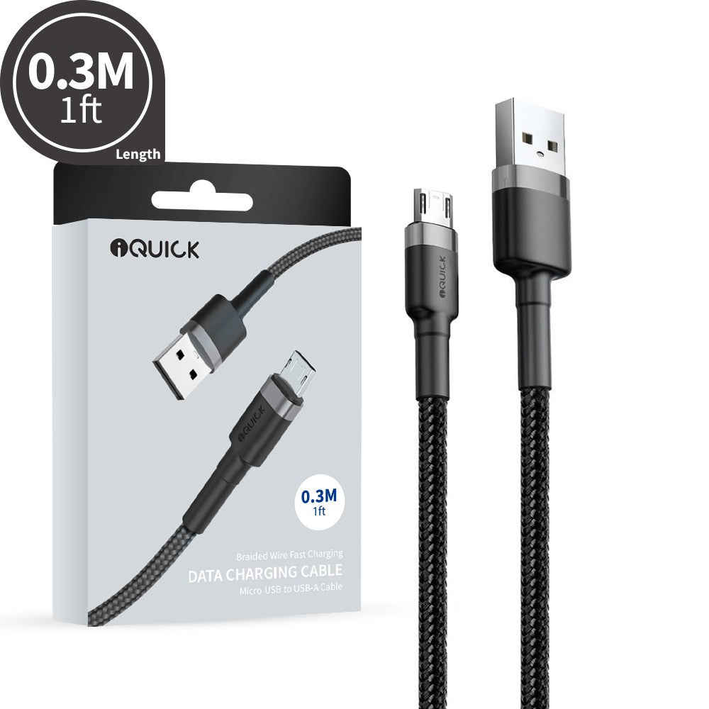 iQuick Braided Double Side Insertion Micro USB to USB-A Fast Charging ...