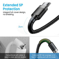 iQuick Braided Double Side Insertion Micro USB to USB-A Fast Charging Cable
