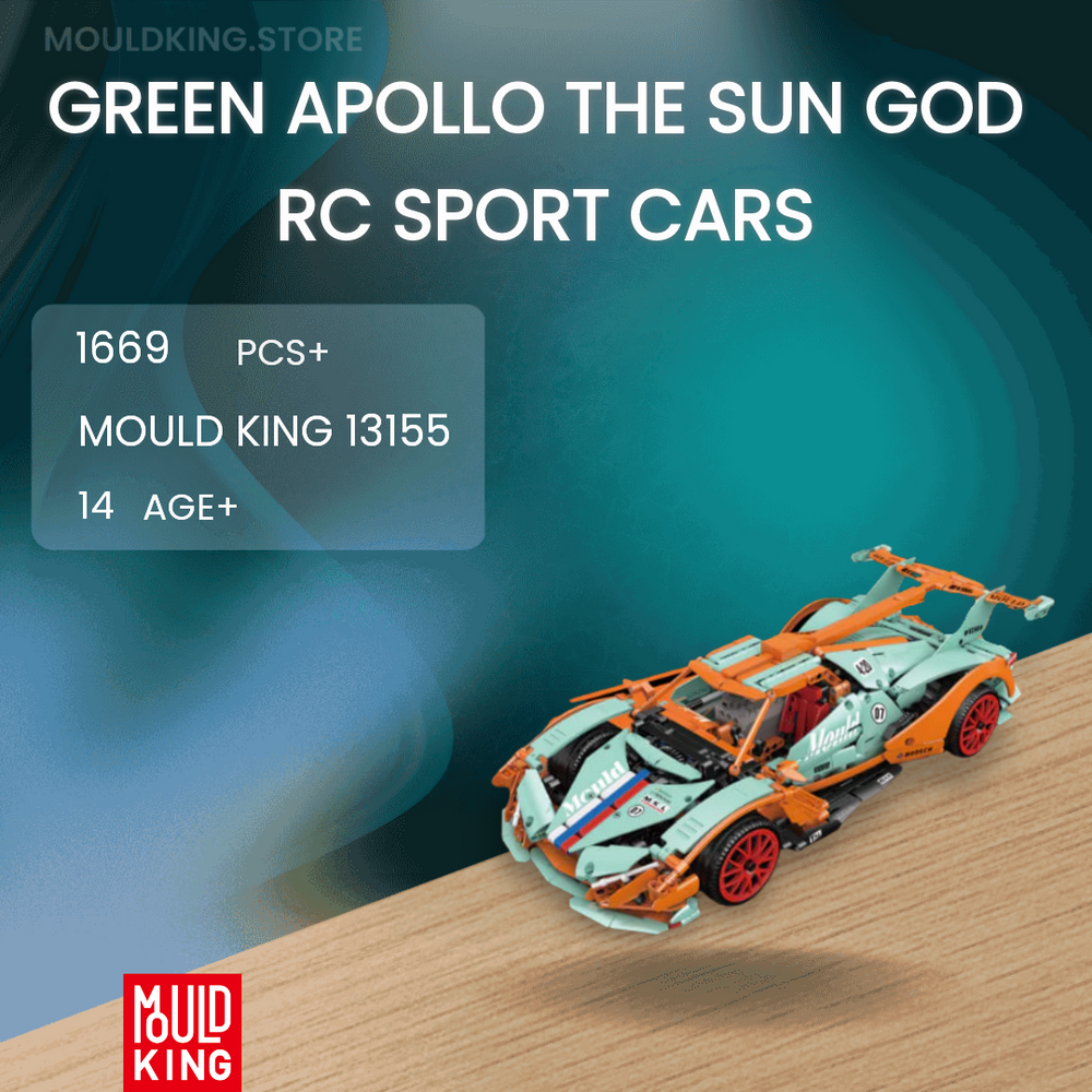 MOULD KING 13155 Green Apollo The Sun God RC Sport Cars with 1669 Pieces