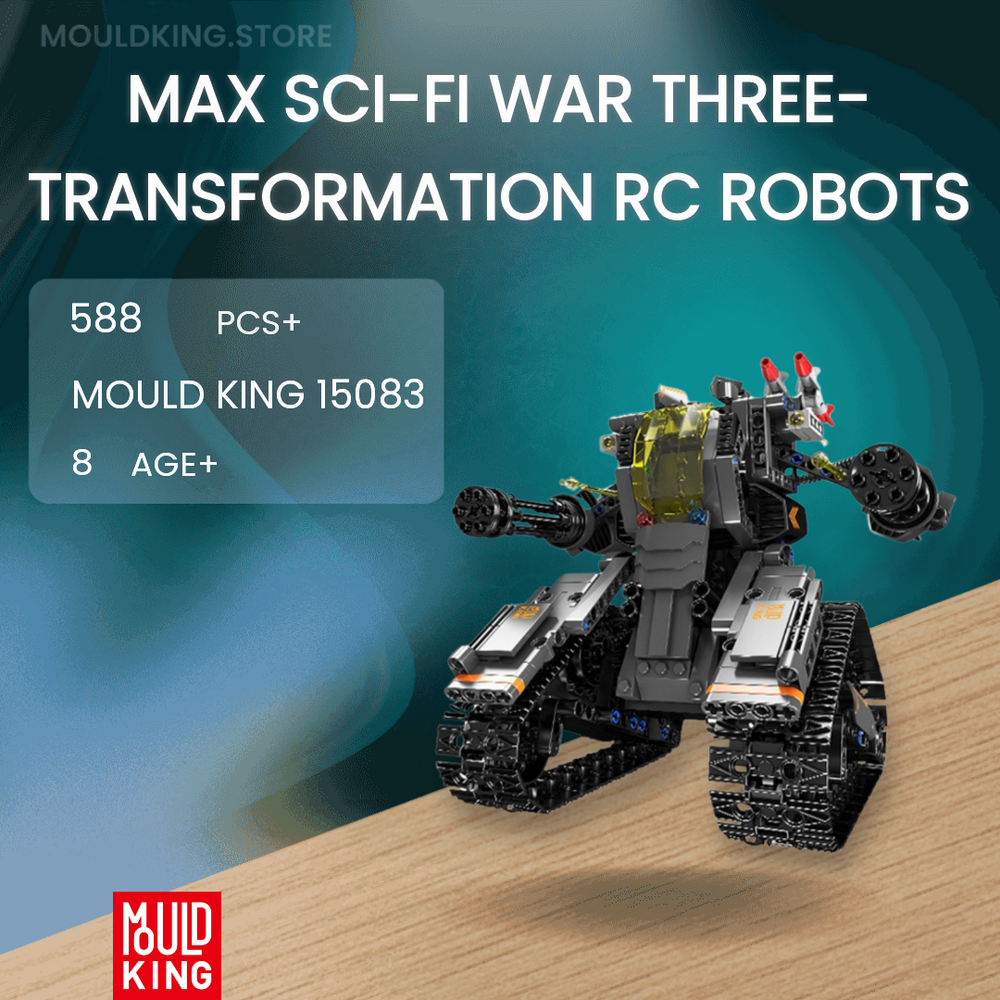 MOULD KING 15083 Max Sci-fi War Three-transformation RC Robots with 588 Pieces