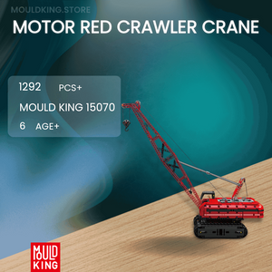 MOULD KING 15070 Motor Red Crawler Crane with 1292 Pieces