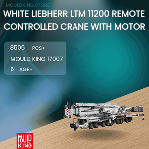 MOULD KING 17007 White Liebherr LTM 11200 Remote Controlled Crane With Motor with 8506 Pieces