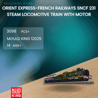 MOULD KING 12025 Orient Express-French Railways SNCF 231 Steam Locomotive Train With Motor with 3098 Pieces
