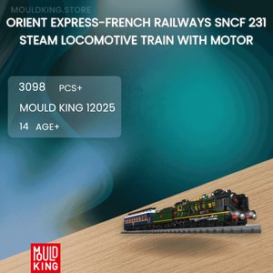 MOULD KING 12025 Orient Express-French Railways SNCF 231 Steam Locomotive Train With Motor with 3098 Pieces