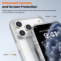 Clear iPhone 18 Pro Max case on phone – front and back view
