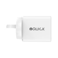 iQuick GaN II 20W PD3.0+QC3.0 Dual Ports Charging Adapter - White