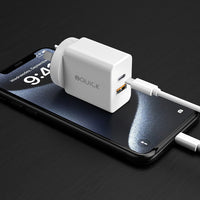 iQuick GaN II 20W PD3.0+QC3.0 Dual Ports Charging Adapter - White
