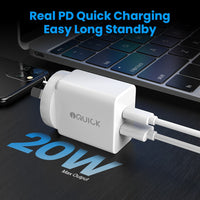 iQuick GaN II 20W PD3.0+QC3.0 Dual Ports Charging Adapter - White