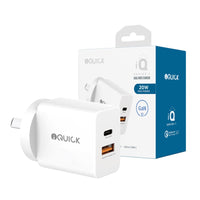 iQuick GaN II 20W PD3.0+QC3.0 Dual Ports Charging Adapter - White
