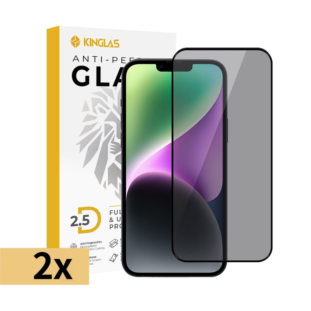 iPhone 17 Pro Max Kinglas 2 Packs 2.5D Full Coverage Silk Printing Privacy Tempered Glass Screen Protector