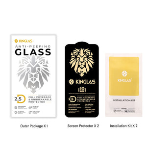 iPhone 17 Pro Max Kinglas 2 Packs 2.5D Full Coverage Silk Printing Privacy Tempered Glass Screen Protector
