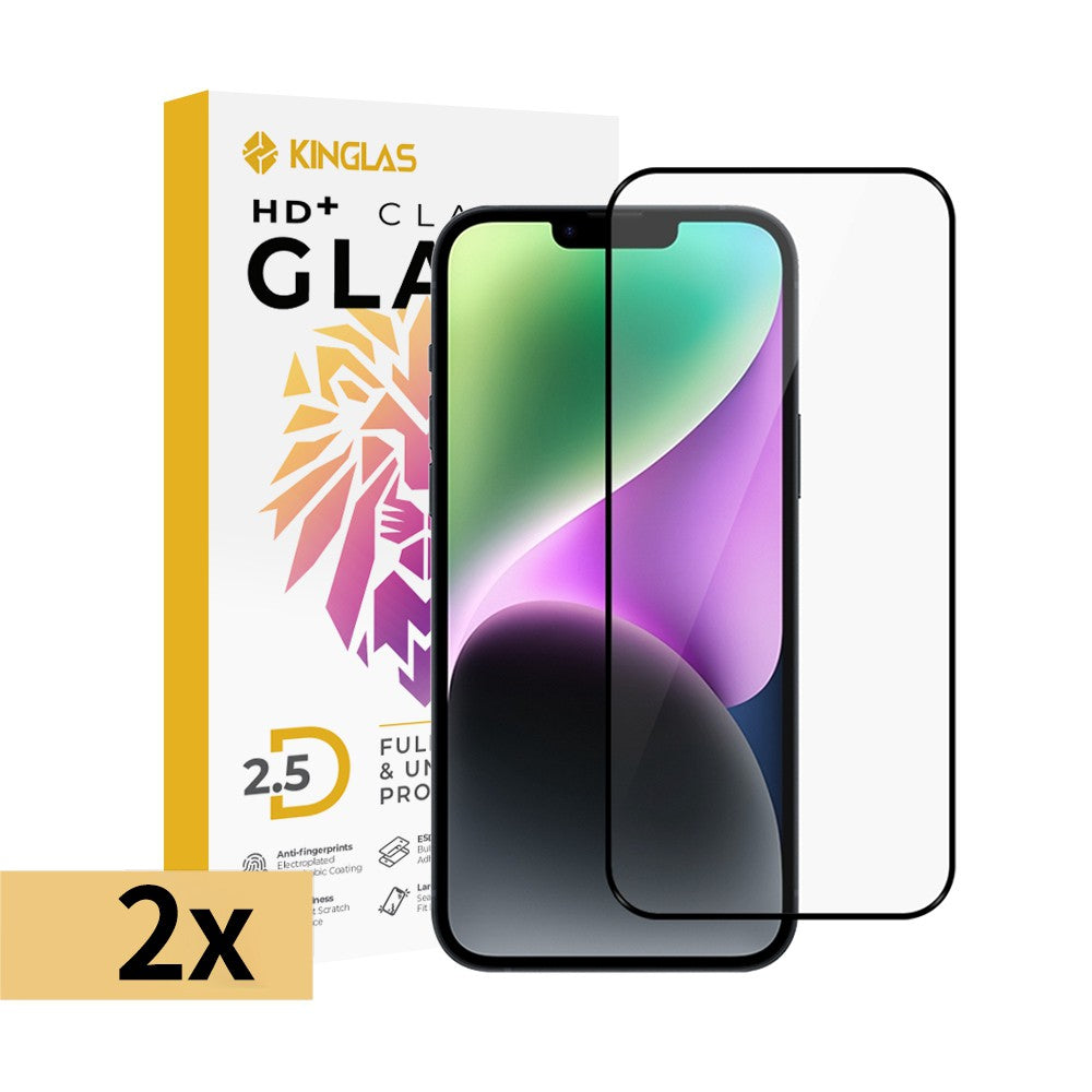 iPhone 17 Pro Max Kinglas 2 Packs 2.5D Full Coverage Silk Printing HD+ Clarity Glass Screen Protector