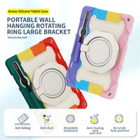 Armor Shockproof Handle Ring Rotation Case Cover for Samsung Galaxy Tab S9+ X810 / S9 FE+ X610 / S10+ X820
