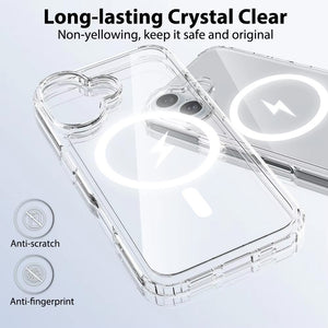 iPhone 17 High Quality Acrylic + TPU Hybrid Transparent Case Cover With Magnetic Ring