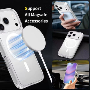 iPhone 17 Pro High Quality Acrylic + TPU Hybrid Transparent Case Cover With Magnetic Ring