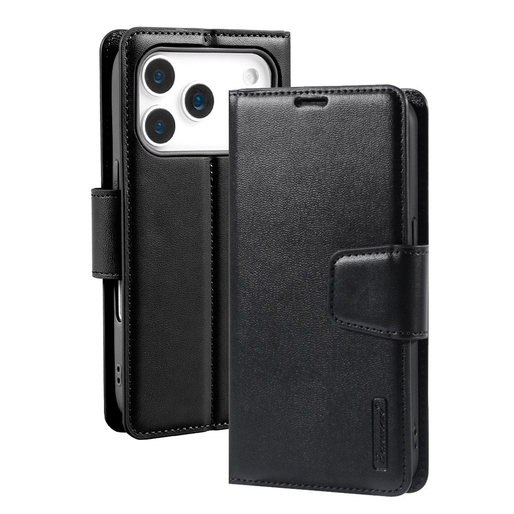 iPhone 17 Pro Max Hanman PU Flip Leather Wallet Case -Black