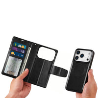 iPhone 17 Pro Max Hanman 2 in 1 Detachable Flip Leather Wallet Case With Magnetic Ring
