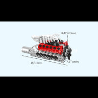 Mould King 10210 Motorized V12 Naturally Aspirated Engine Model Building Block Set | 1,366 Pcs
