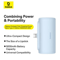 Baseus Compact Fast Charging Power Bank Type-C Edition 5000mAh 20W
