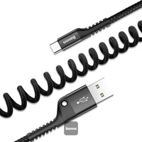 Baseus Fish-Eye Coiled Data Cable USB-A to USB-C 2A 1m (Pack of 2)-Cluster Black