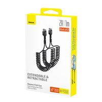 Baseus Fish-Eye Coiled Data Cable USB-A to USB-C 2A 1m (Pack of 2)-Cluster Black
