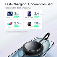 Baseus Free2Draw Mini Retractable Charging Cable Type-C to Type-C 100W 1m for iPhone 15 / 16 / 17 Series

