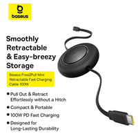 Baseus Free2Pull Mini Retractable Charging Cable USB-C to USB-C 100W 2M
