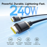 Baseus Dura Fast Charging Data Cable USB-C to USB-C 240W 1M-Gold Black
