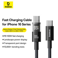 Baseus Display 2 Fast Charging Data Cable USB-C to USB-C 100W 2M for 15 / 16 / 17 Series
