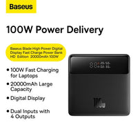 Baseus Blade Power Digital Display Fast Charging Power Bank HD Edition 20000mAh 100W PPBL000301-Black
