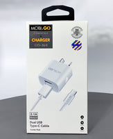sky Mobigo GO304 2.1A wall charger with USB-A to C combo
