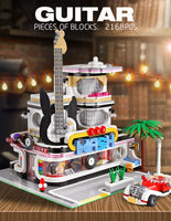 MOULD KING 16002 Novatown Guitar Shop with light 2168 pcs Building Block Brick
