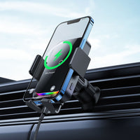 Baseus Halo Car Phone Holder With 15W Induction Charger For A Sheet Of Paper (SUDD000001)-Black
