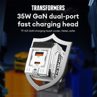 Transformers 35W PD Fast Charger TF-K21 GaN USB A + Type C Dual Port Fast Charging Charger Plug Adapter With LED
