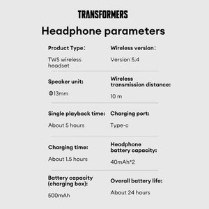 Transformers TF-T27 ANC Active Noise Cancellation Earphones