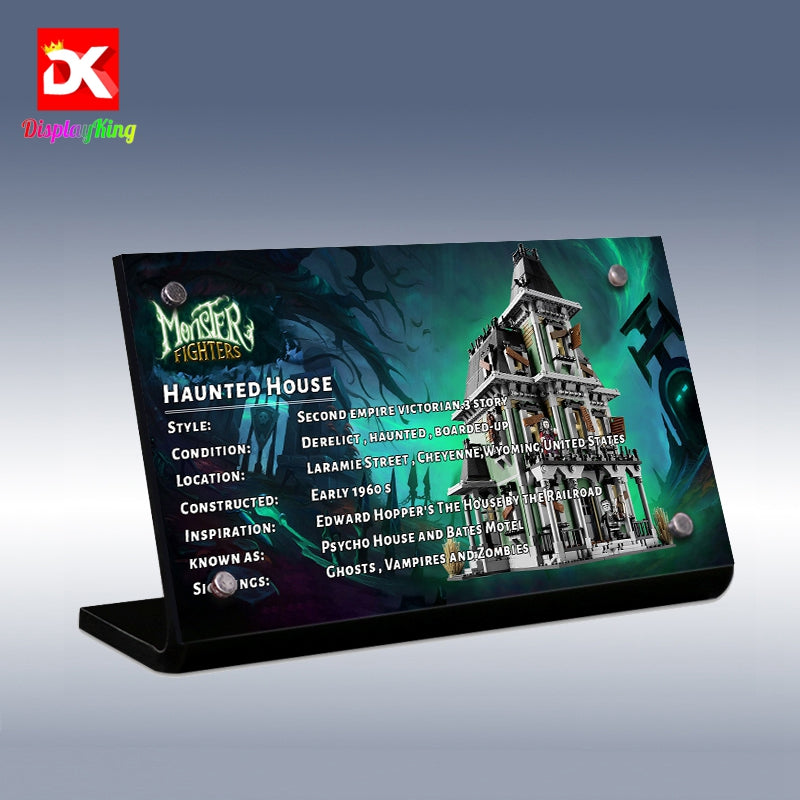 Display King - Acrylic Display plaque for LEGO 10228 Monster Fighters Haunted House