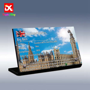 Display King - Acrylic display plaque for Lego Big Ben 10253